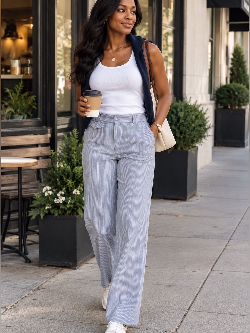 Banana Republic Vintage 2002 Pinstripe Flare Women’s Pants Size 14 Cotton Y2K